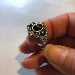 Elegant Silver and Black Women's Ring